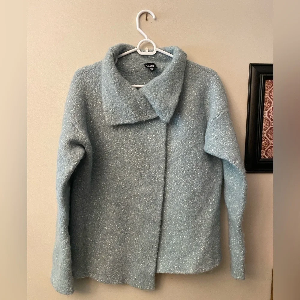 Eileen Fisher Italian yarn light Blue Knit Cardigan/blazer